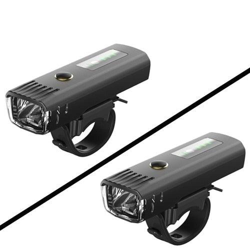 Stevvex bicycle light set front and rear, black USB rechargeable LED bike lights (two) on Tampa Home & Garden Store