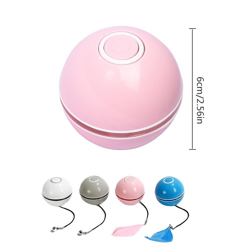 Stevvex ST80PTSDG4579 cat toy ball, pink LED rotating with bell and feather, rechargeable on Tampa Home & Garden Store