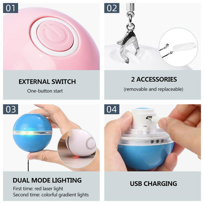 Smart interactive cat toy by Stevvex with pink LED rotating ball and USB charging on Tampa Home & Garden Store