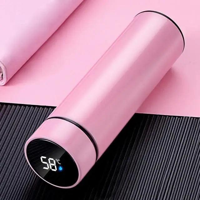 Smart LED stainless steel water bottle pink 500ml with temperature display Stevvex on Tampa Home & Garden Store