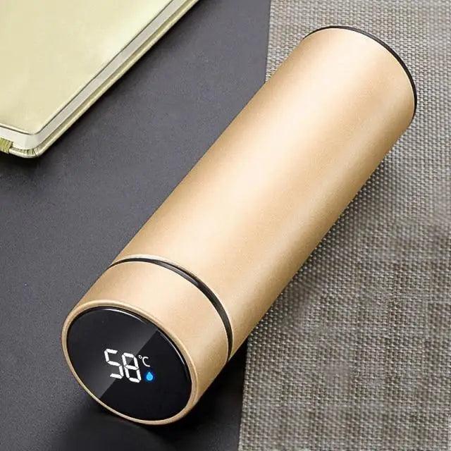 Stevvex smart LED stainless steel water bottle with temperature display, gold 500ml on Tampa Home & Garden Store