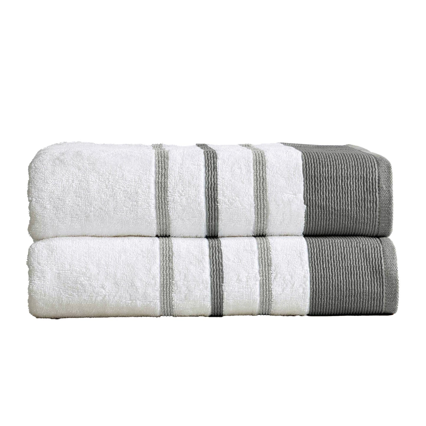 Soft Cotton Bath Towel Set and Stripe Detail
