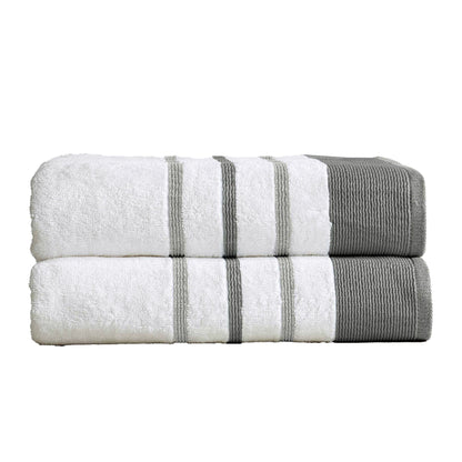 Soft Cotton Bath Towel Set and Stripe Detail