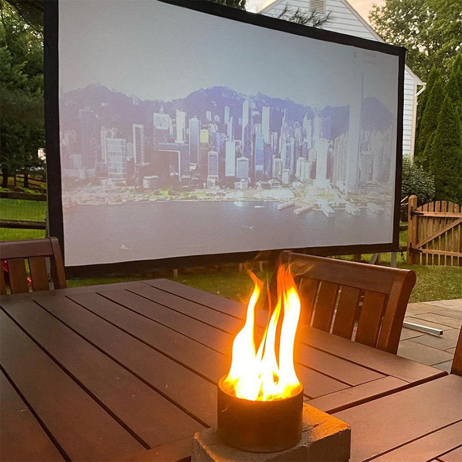 S'mores Family Pack USA Limited Edition outdoor setup with fire pit and projector screen on Tampa Home & Garden Store
