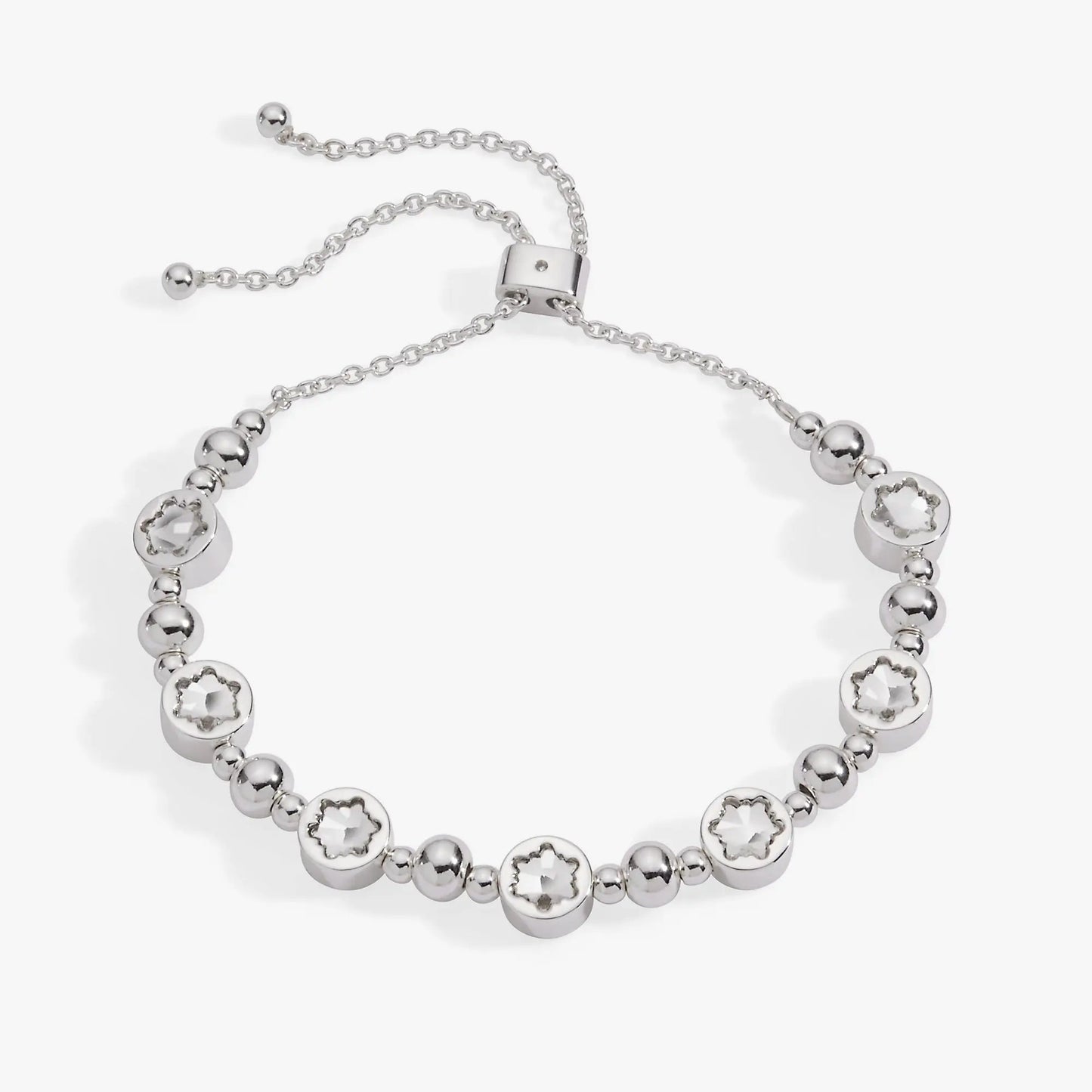 Crystal Snowflake Beaded Bolo Bracelet, silver-tone beads with crystal accents by Alex and Ani on Tampa Home & Garden Store