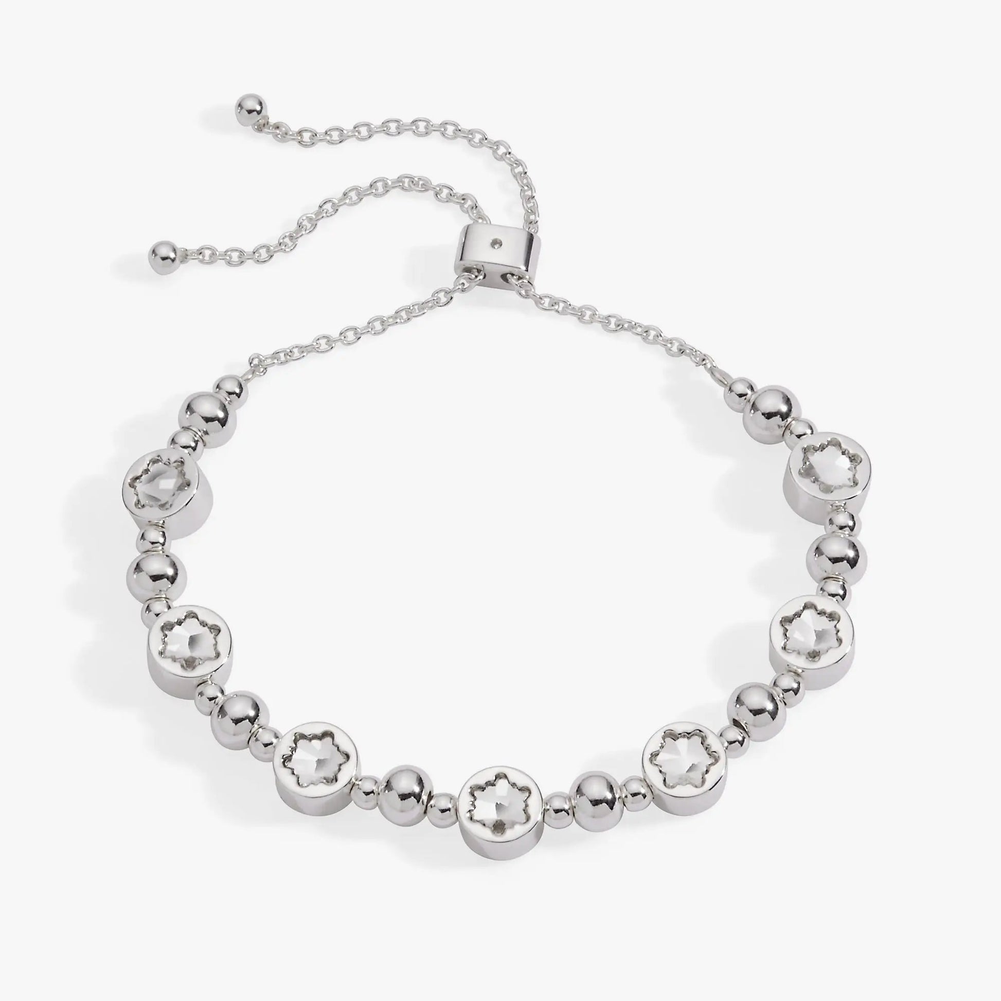 Crystal Snowflake Beaded Bolo Bracelet, silver-tone beads with crystal accents by Alex and Ani on Tampa Home & Garden Store