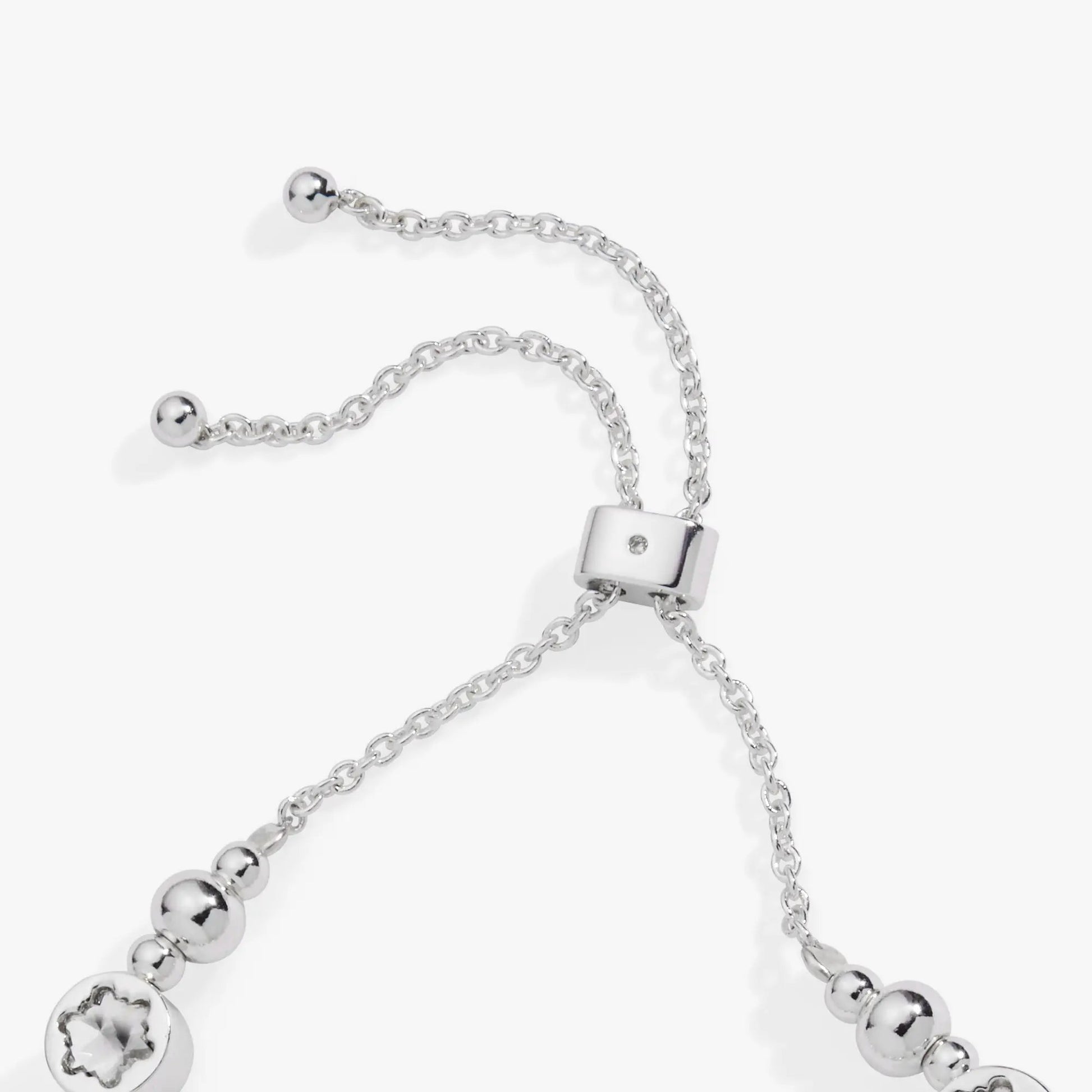 Crystal Snowflake Beaded Bolo Bracelet with silver chain and crystal centerpiece, adjustable slider on Tampa Home & Garden Store