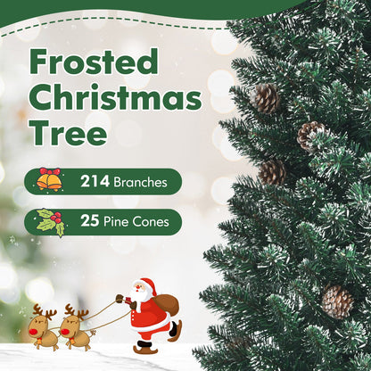 Snowy Pencil Christmas Tree Pine Cones DirectDeals frosted needles 214 branches 25 pine cones on Tampa Home & Garden Store