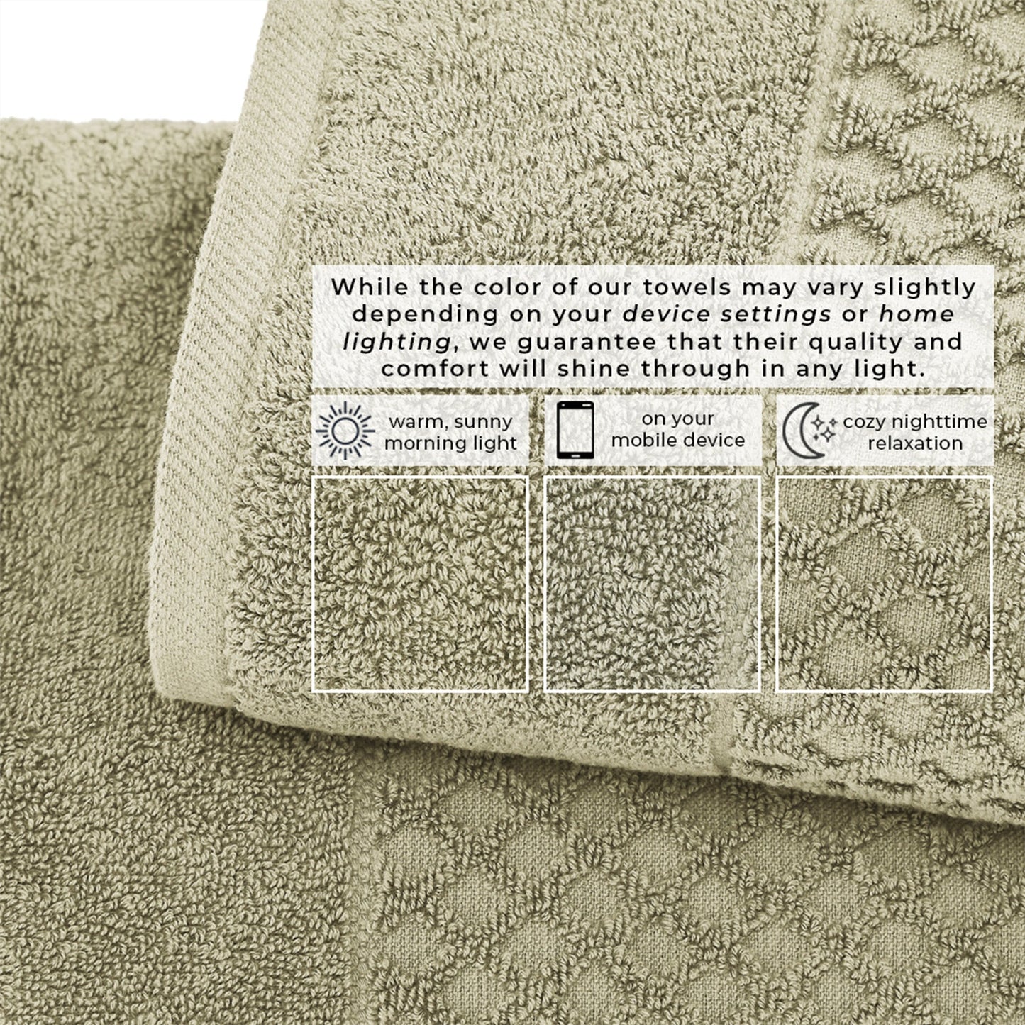 Cotton Diamond Waffle Weave Bath Towel Set