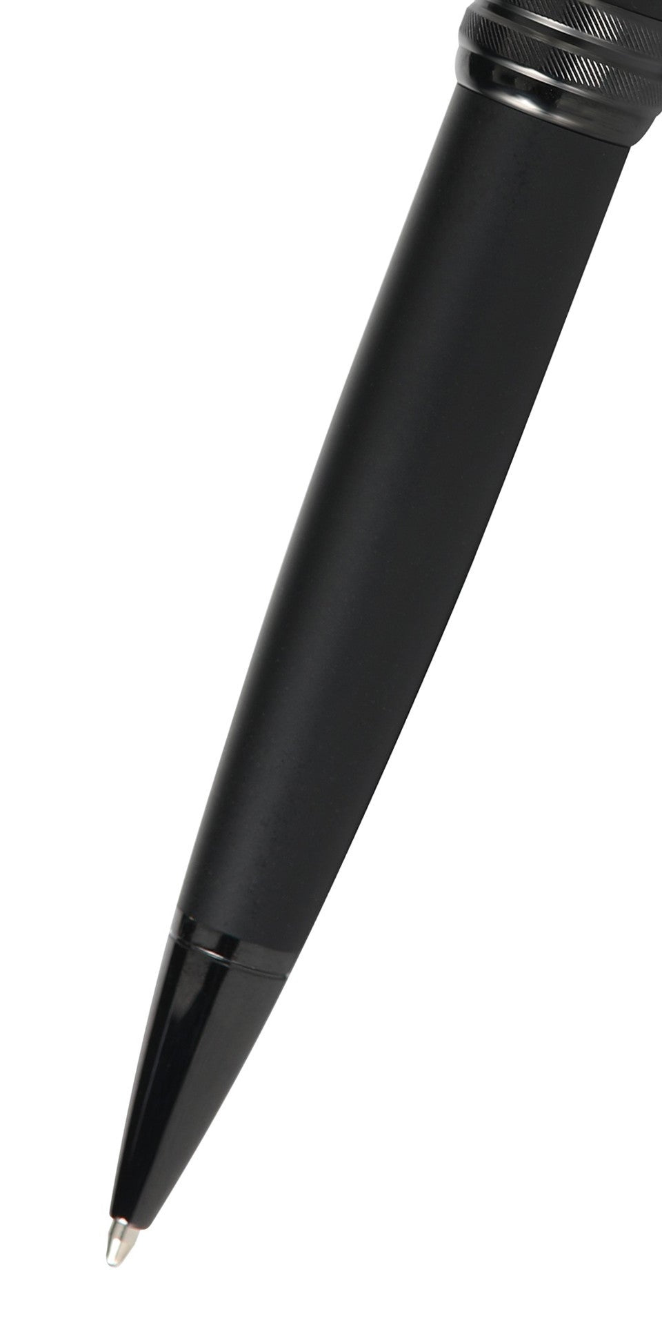 Bailey matte black lacquer ballpoint pen by A.T. Cross; black matte body with silver tip on Tampa Home & Garden Store