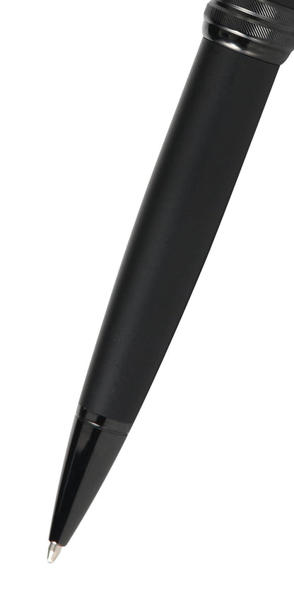 Bailey matte black lacquer ballpoint pen by A.T. Cross; black matte body with silver tip on Tampa Home & Garden Store