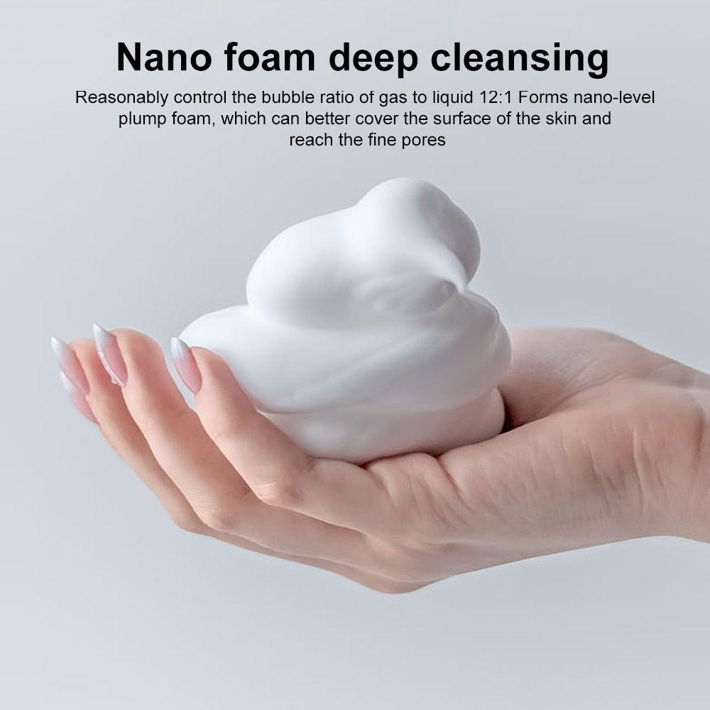 Soap dispenser foam display hand cupping fluffy white foam on Tampa Home & Garden Store