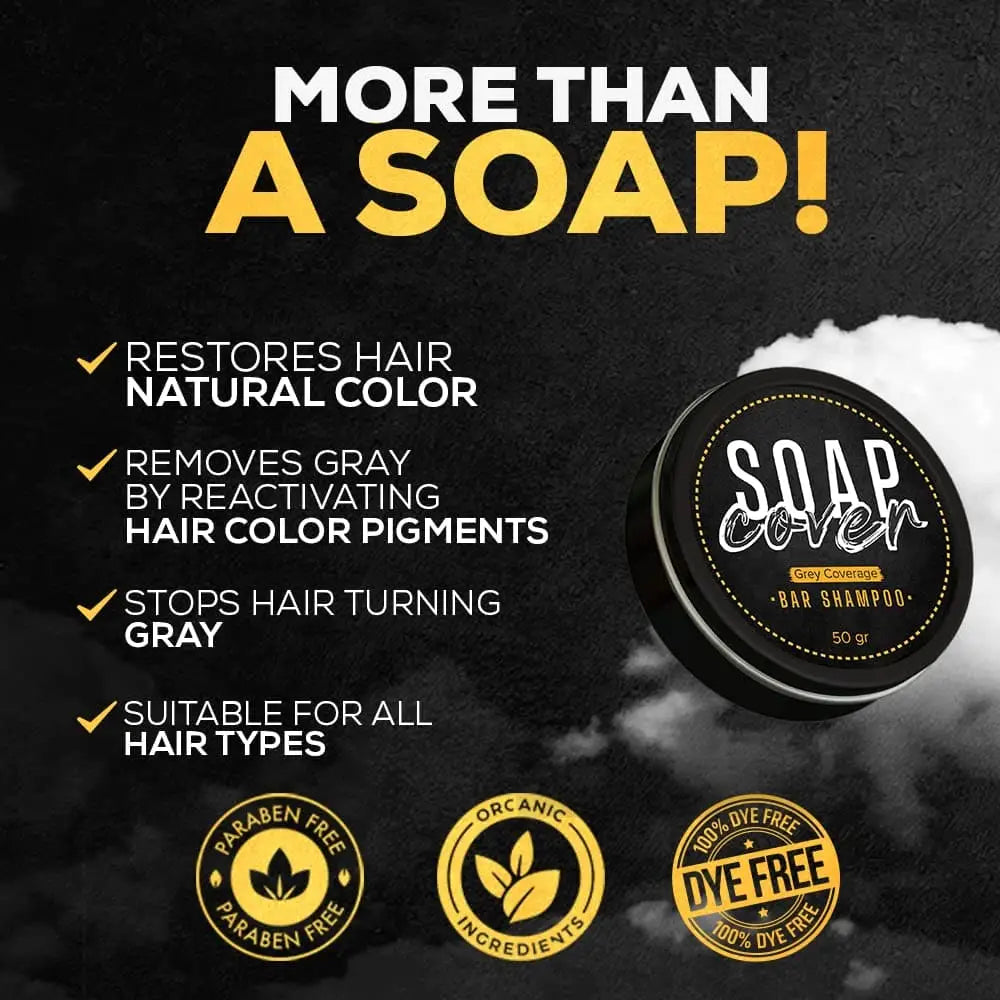SoapCover Gray Hair Coverage Soap bar with scalp massager brush by Beauty Care Bag shampoo on Tampa Home & Garden Store