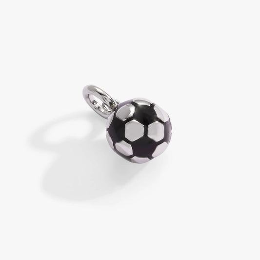 Soccer Ball Interchangeable Charm, silver-tone bead with black and white soccer pattern on Tampa Home & Garden Store