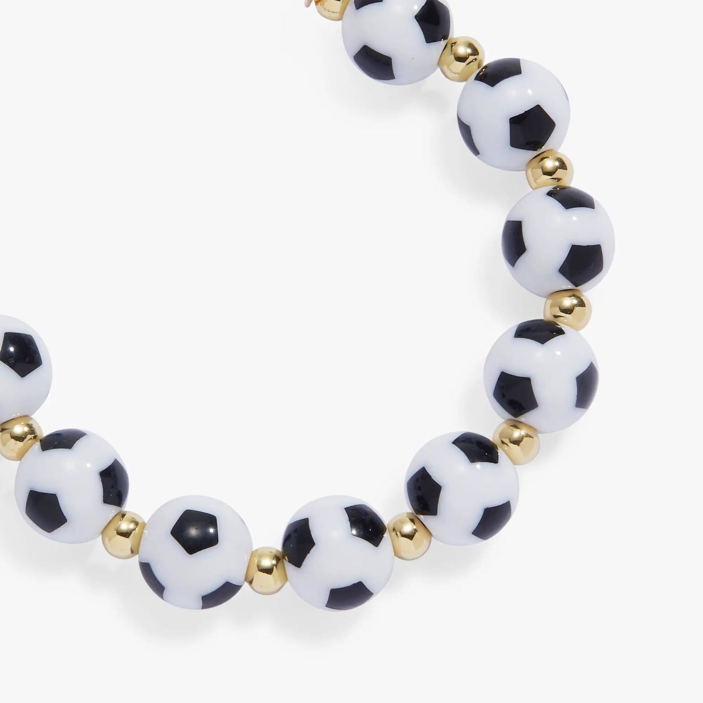 Soccer Beaded Bangle with Metal Accents and Charm