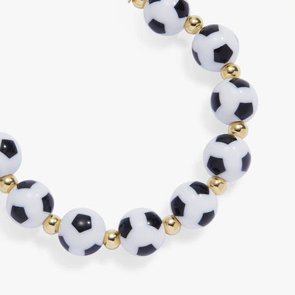 Soccer Beaded Bangle with Metal Accents and Charm
