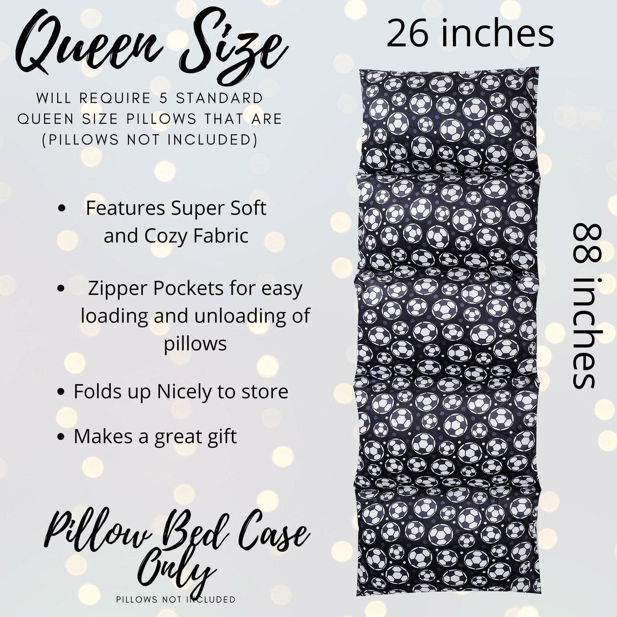 Soccer Pillow Bed Slipcover navy soccer ball print for kids by Chicky Chicky Bling Bling on Tampa Home & Garden Store