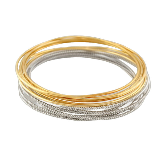 Socialite Stackable Bangle Set by Lauren G Adams - gold and silver-tone twisted rope bangles on Tampa Home & Garden Store