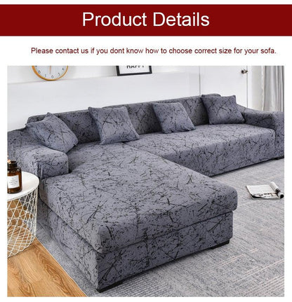 Sofa cover Stevvex geometric jacquard elastic slipcover for L-shaped sectional with chaise gray on Tampa Home & Garden Store