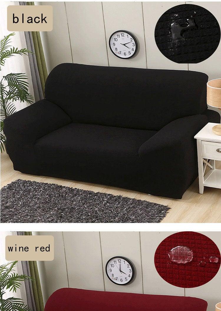 Stevvex sofa cover set in black and wine red; waterproof waffle fabric for couches on Tampa Home & Garden Store