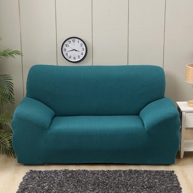 Sofa cover Stevvex teal waterproof waffle fabric stretch jacquard couch slipcover on Tampa Home & Garden Store