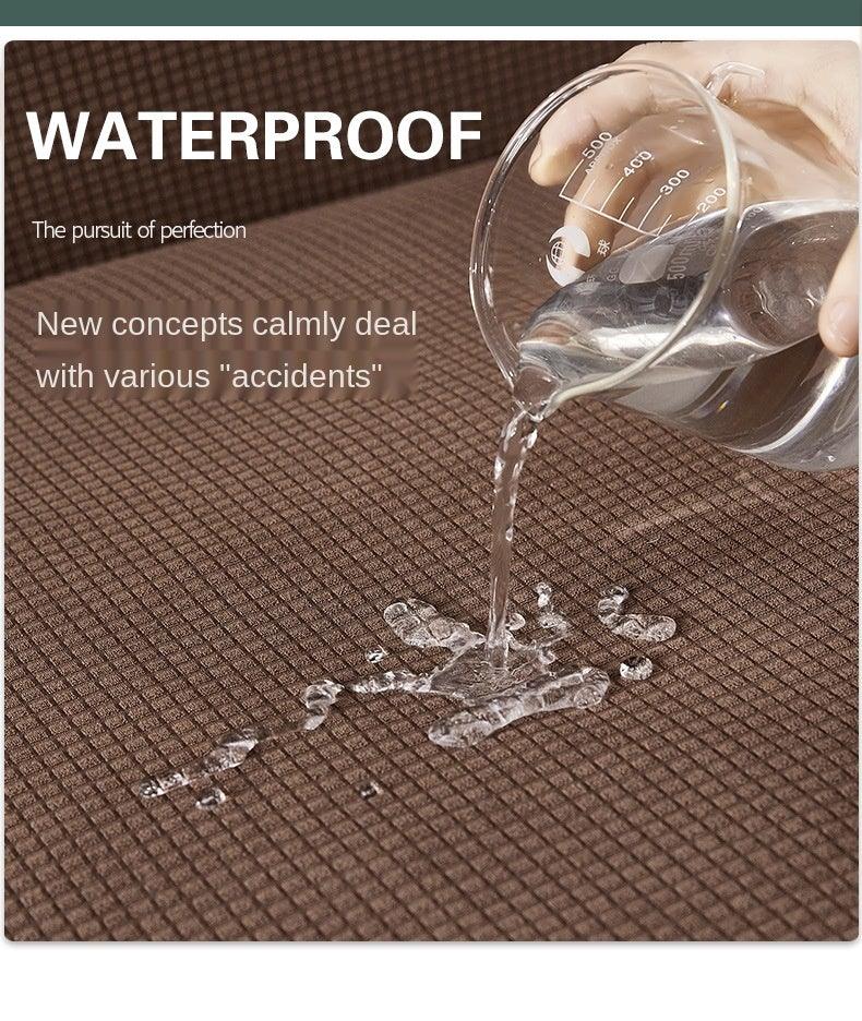 Waterproof brown waffle sofa cover; stretch jacquard slipcover, leakproof protector for couches on Tampa Home & Garden Store