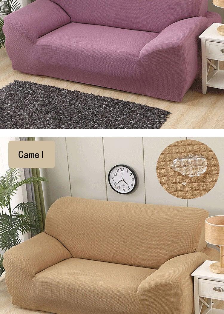 Stevvex sofa cover, waterproof waffle-knit slipcover in purple and beige for couches (2 covers) on Tampa Home & Garden Store