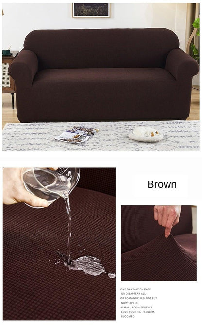 Waterproof waffle sofa cover brown; fabric close-up on Tampa Home & Garden Store