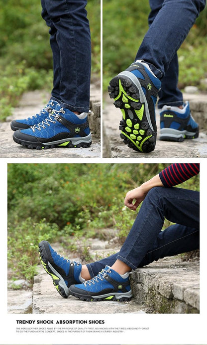 Stevvex men's blue winter boots with fur lining and rugged non-slip rubber outsole on Tampa Home & Garden Store