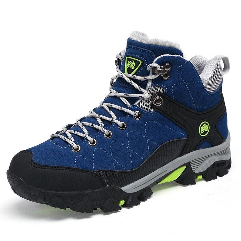 Stevvex blue winter hiking boots with fur lining and rugged rubber outsole on Tampa Home & Garden Store