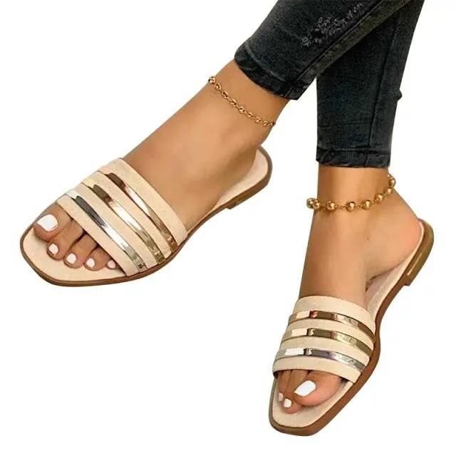 Soft Leather Slippers for Women Open Toe Sandals
