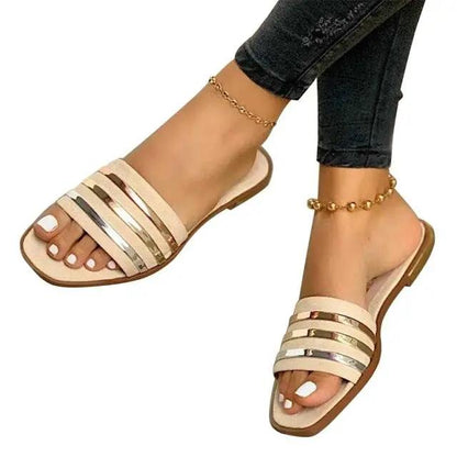 Soft Leather Slippers for Women Open Toe Sandals