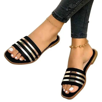 Soft Leather Slippers for Women Open Toe Sandals