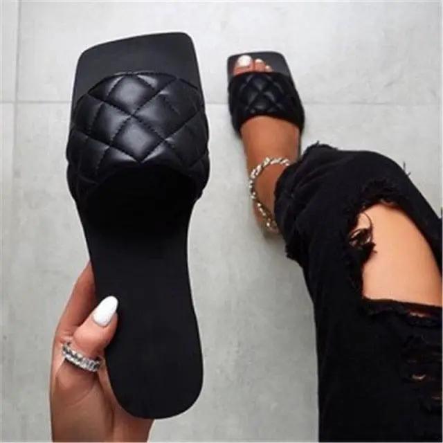 Soft Leather Slippers for Women Open Toe Sandals