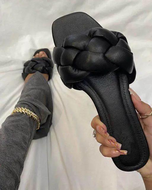 Soft Leather Slippers for Women Open Toe Sandals