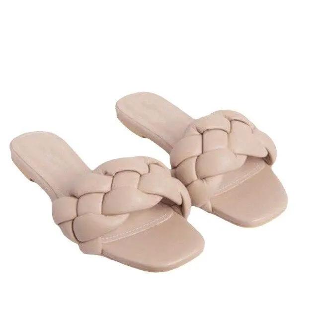 Soft Leather Slippers for Women Open Toe Sandals