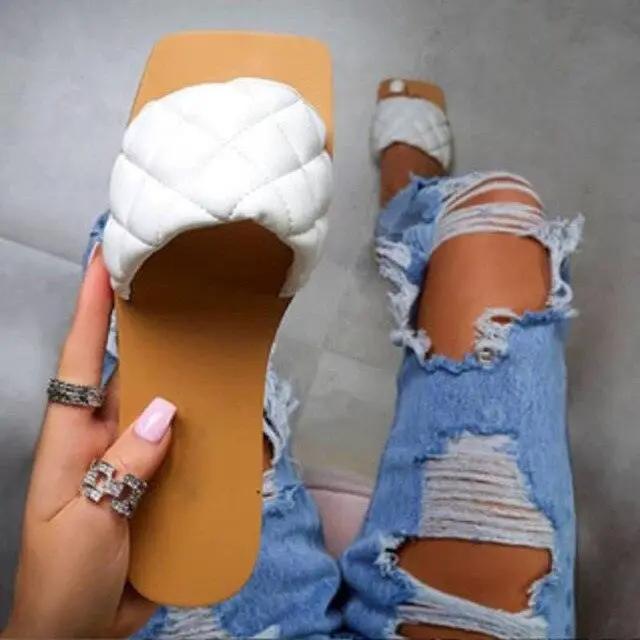 Soft Leather Slippers for Women Open Toe Sandals
