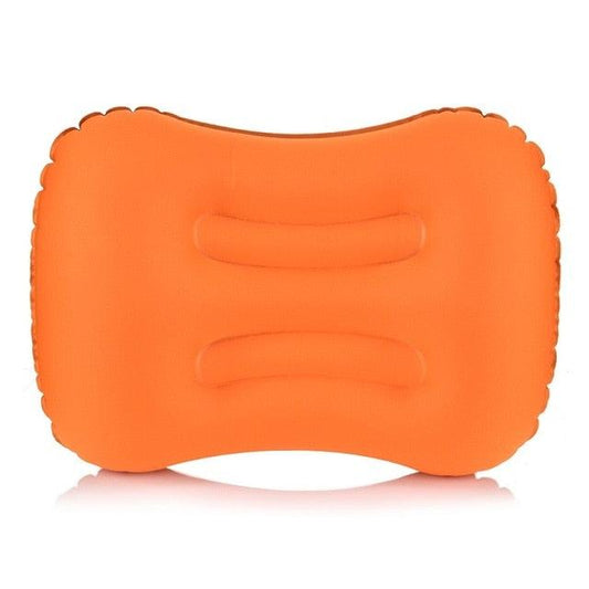 Soft neck travel pillow orange inflatable, compact camping cushion for portable comfort on Tampa Home & Garden Store