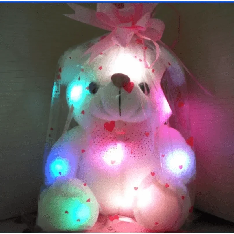 Pink Led Teddy Bear Plush Glow Toy Gift for Kids