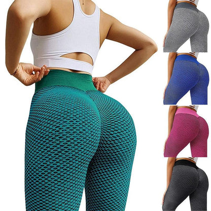 Stevvex high-waisted push-up leggings with teal honeycomb mesh texture for gym and yoga on Tampa Home & Garden Store