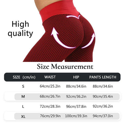 Stevvex red soft push-up high-waisted leggings with textured pattern for gym and yoga on Tampa Home & Garden Store