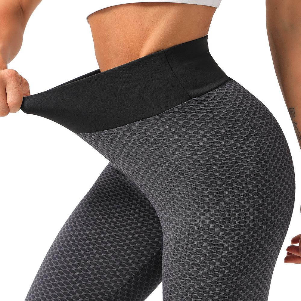 Stevvex Soft Push Up Leggings charcoal grey honeycomb textured high-waisted workout tights on Tampa Home & Garden Store
