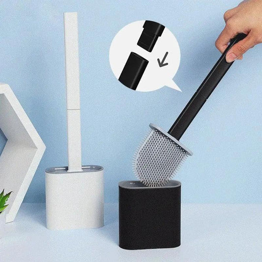 Stevvex silicone toilet brush with wall-mounted black holder and detachable handle on Tampa Home & Garden Store