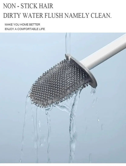 Soft Silicone Toilet Brush With Wall Mount Holder