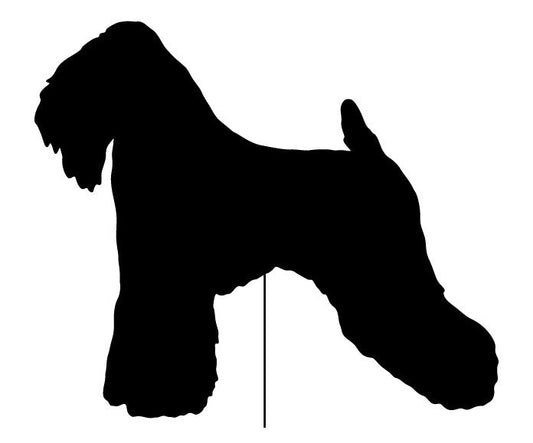 Soft Coated Wheaten Terrier garden stake silhouette, black finish, Rustica Ornamentals on Tampa Home & Garden Store