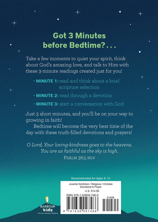 Book 365 Bedtime Devotions for Pre-Teen Boys with teal cover and Barbour Kidz logo on Tampa Home & Garden Store