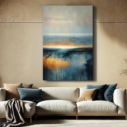 Cool Nature View Wall Art canvas by Tailored Canvases, blue and gold seascape on Tampa Home & Garden Store