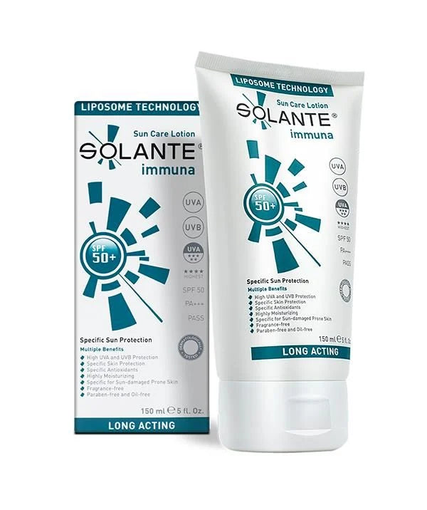 Solante Immuna sunscreen tube and box, SPF 50+, fragrance-free for sensitive skin, two items on Tampa Home & Garden Store