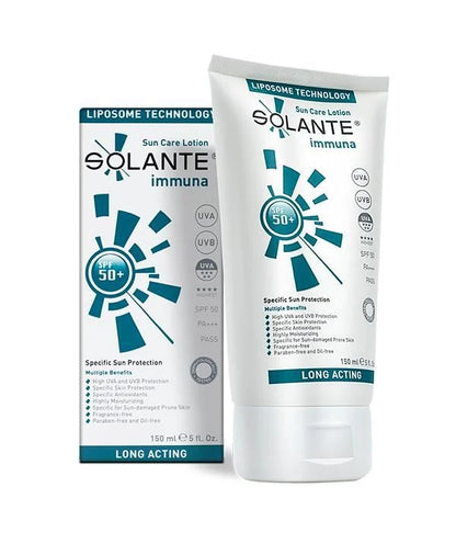 Solante Immuna sunscreen tube and box, SPF 50+, fragrance-free for sensitive skin, two items on Tampa Home & Garden Store