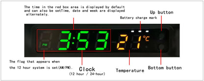 Solar Car Digital Clock With Temperature Display